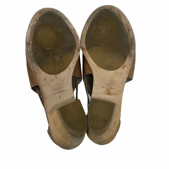 Eileen Fisher Nikki Peep Toe Leather Sandals Sz 9 - Picture 11 of 12